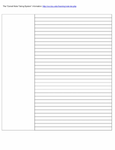 free 023 cornell note taking template word 31836 research paper note taking page template