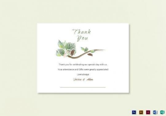 free 10 wedding thank you note templates  photoshop wedding gift thank you note template pdf