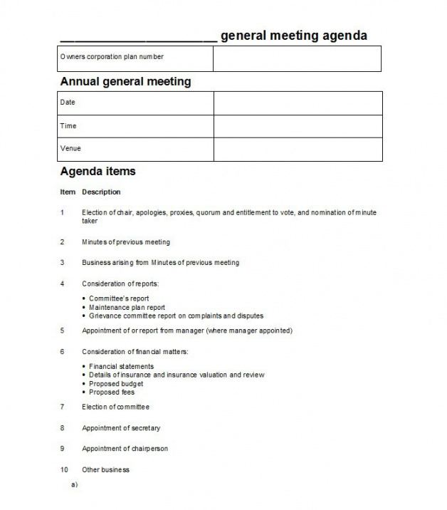 free 51 effective meeting agenda templates  free template business plan meeting agenda template excel