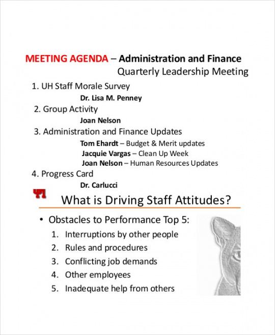 free 9 staff meeting agenda templates  free sample example weekly staff meeting agenda template example