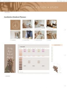 free aesthetics student plannerallinone student school weekly agenda template notion sample