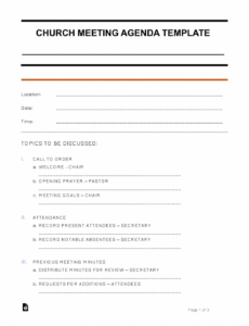 free church meeting agenda template  sample  word  pdf conference call agenda template pdf