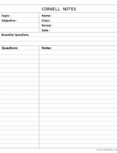 free cornell notes template printable for students  sample note taking template pages word