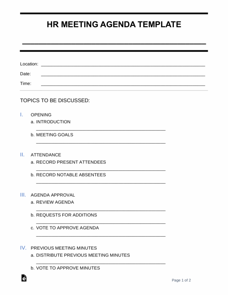 Free Hr Meeting Agenda Template Sample Word Pdf Eforms Hot Sex Picture