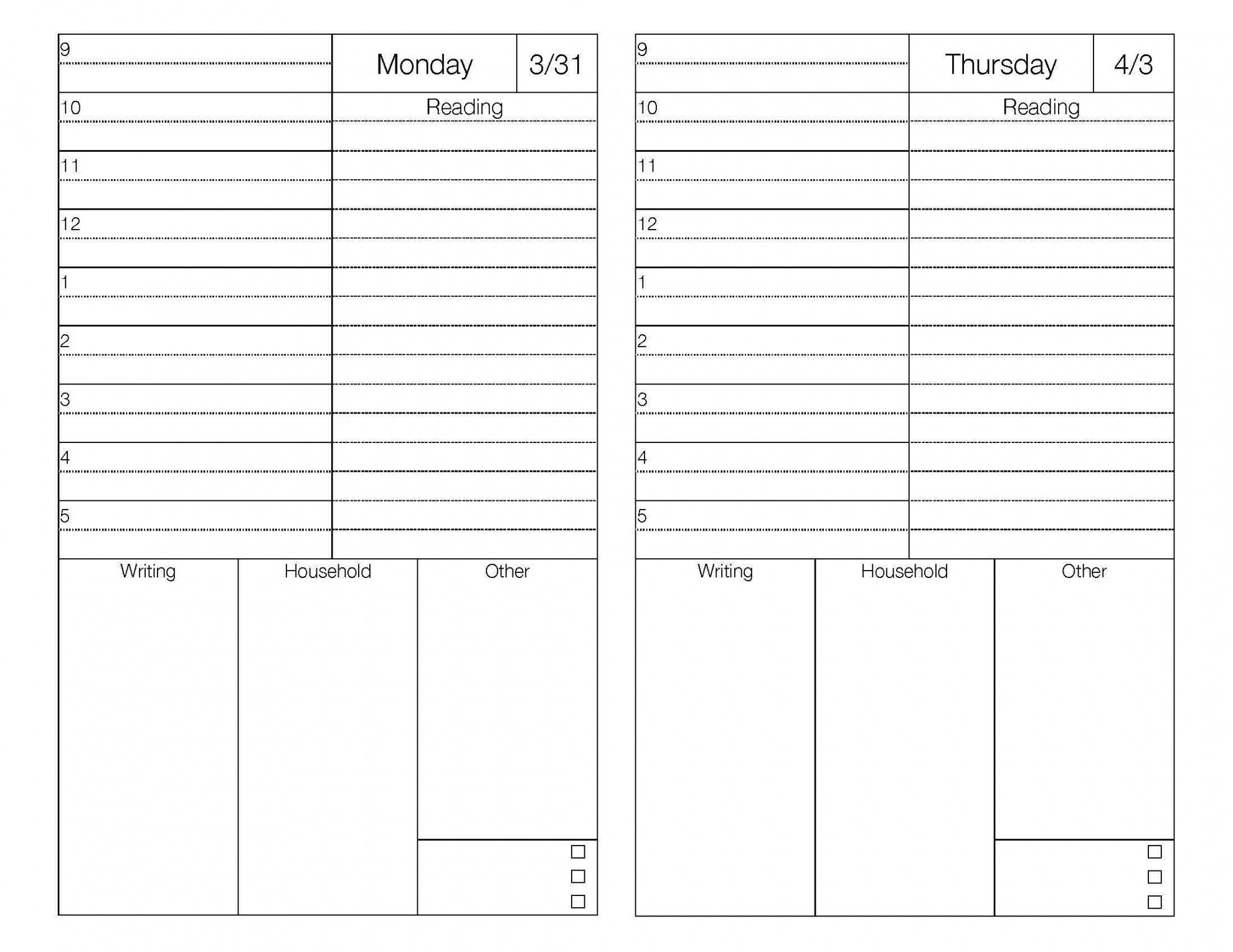 Daily Agenda Template For Students