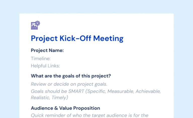 Free Project Kickoff Meeting Agenda Template Word Google Doc Kickoff ...