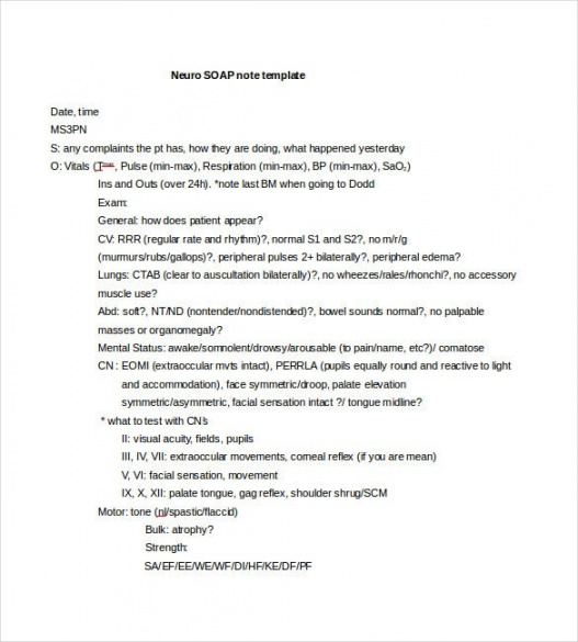 free soap note template  9 free word pdf format download sample soap note template excel