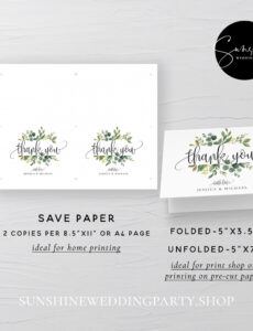 free thank you note card template printable greenery wedding bridal shower thank you note template doc