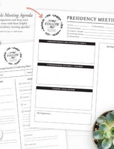 free yw presidency meeting agenda template  weddings234 ward council meeting agenda template pdf