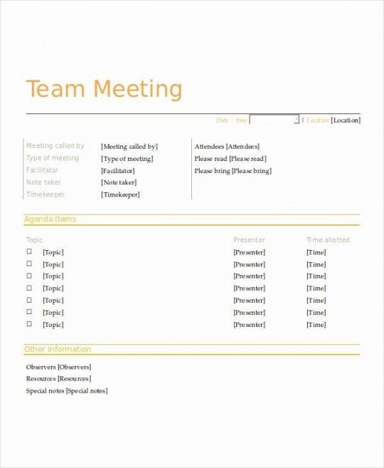 informal meeting agenda template lovely free 7 staff supervisors meeting agenda template word