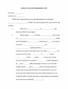 lost promissory note affidavit legal forms  fill out and promissory note with personal guarantee template word