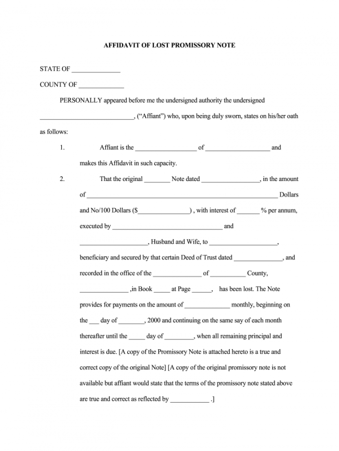 Lost Promissory Note Affidavit Legal Forms Fill Out And Promissory Note With Personal Guarantee 1484