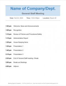 printable 10 free meeting agenda templates  word and google docs staff retreat agenda template excel