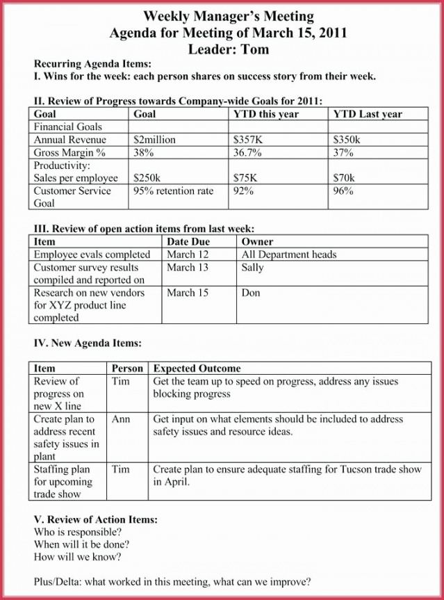 printable 30 weekly staff meeting agenda  example document template weekly staff meeting agenda template