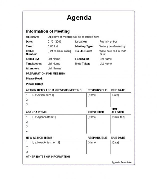 printable 51 effective meeting agenda templates  free template meeting agenda template samples pdf