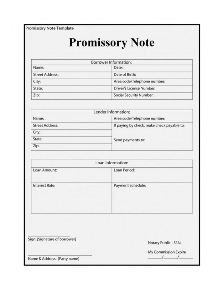 printable 6 promissory note checklist template  psd template promissory note with personal guarantee template sample