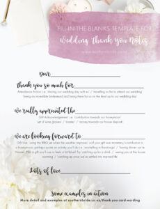 printable 7 thank you card wording ideas  a template to make wedding gift thank you note template doc