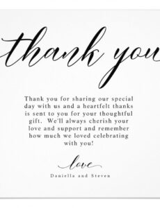 printable classic script calligraphy wedding thank you card  zazzle wedding gift thank you note template pdf