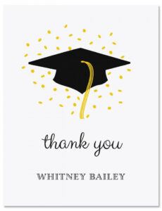 printable confetti and cap graduation personalized thank you cards grad party thank you note template