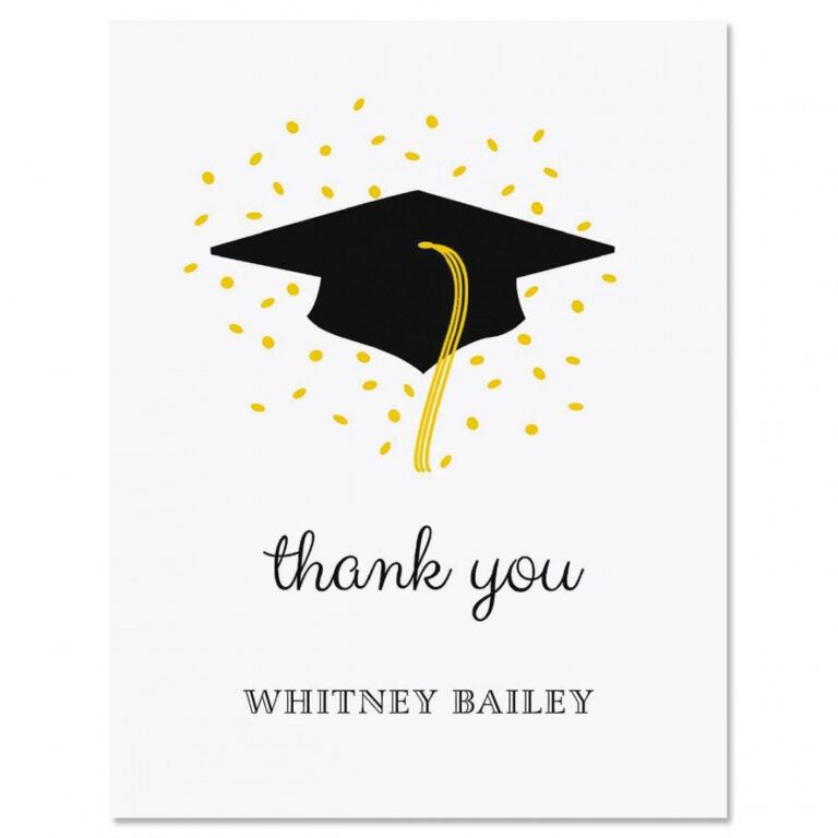 Printable Confetti And Cap Graduation Personalized Thank You Cards Grad