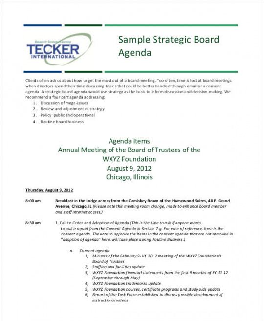 printable free 34 agenda samples in ms word  pdf strategy meeting agenda template word