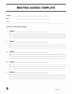 printable free meeting agenda template  sample  word  pdf  eforms company meeting agenda template excel