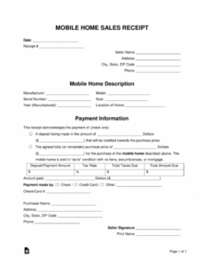 printable free mobile home sale receipt template  word  pdf  eforms promissory note template wisconsin doc