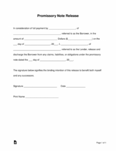 printable free promissory note loan release form  word  pdf  eforms promissory note template minnesota