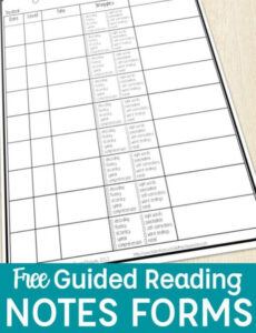 printable guided reading notes  tales from outside the classroom focus group note taking template word