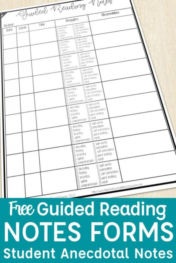 printable guided reading notes  tales from outside the classroom focus group note taking template word