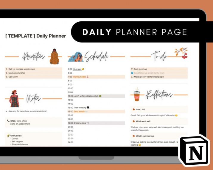 printable notion daily planner template notion planner templates  etsy weekly agenda template notion sample