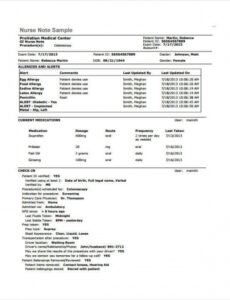 printable nurses notes narrative charting sample  hq printable nurse narrative note template