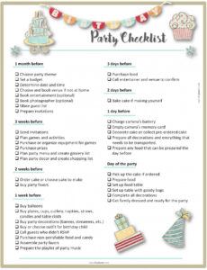 printable party planning template  birthday party checklist party christmas party agenda template word