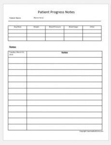 printable patient progress notes templates for ms word  printable physician progress note template word