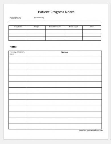 printable patient progress notes templates for ms word  printable physician progress note template word