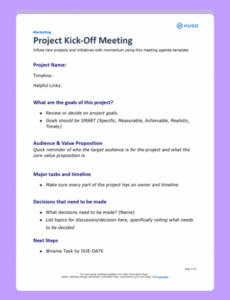 printable project kickoff meeting agenda template word  google doc kickoff meeting agenda template