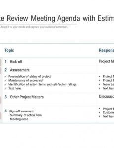 printable quality gate review meeting agenda with estimated time quality meeting agenda template pdf