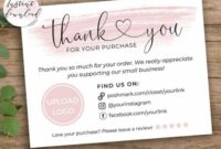 printable thank you cards business template poshmark etsy poshmark thank you note template