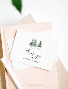 rustic pine thank you note card template printable bridal shower thank you note template example