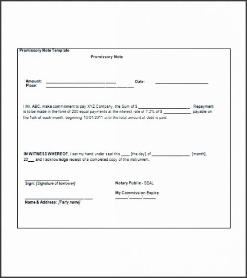 sample 10 promissory note free template  sampletemplatess template for promissory note