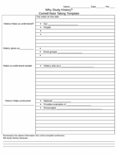 sample 2021 cornell notes template  fillable printable pdf note taking page template word