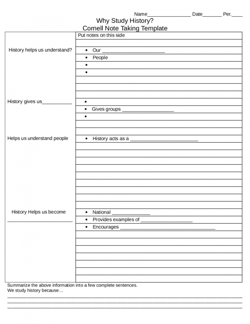 sample 2021 cornell notes template  fillable printable pdf note taking page template word