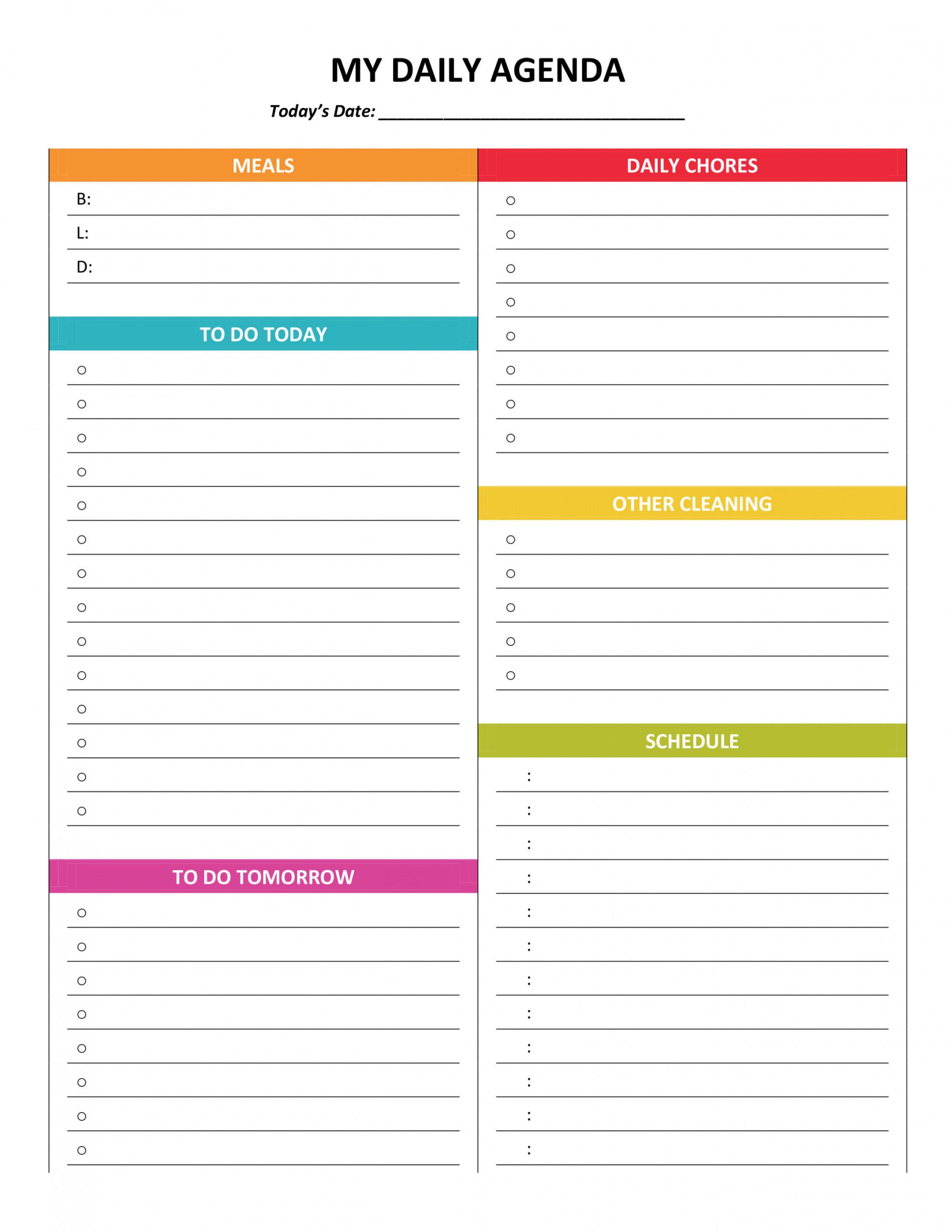 Sample 46 Of The Best Printable Daily Planner Templates Daily Meeting ...