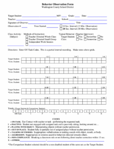 sample behavior observation form  fill out and sign printable observation note template pdf