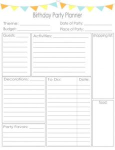 sample birthday party planner  birthday party planner party birthday party agenda template sample