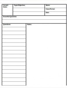 sample cornell notes template  9 free word pdf documents note taking page template doc