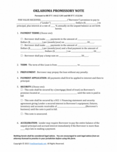 sample download oklahoma promissory note form  pdf  rtf  word promissory note template nevada word