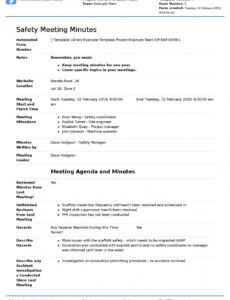 sample editable safety meeting minutes template free to use and safety meeting agenda template sample