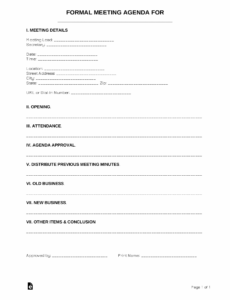 sample free formal meeting agenda template  sample  pdf  word meeting agenda template samples sample