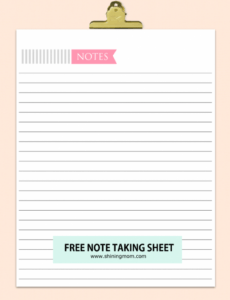 sample happy freebie monday note taking sheets!  printable note taking page template